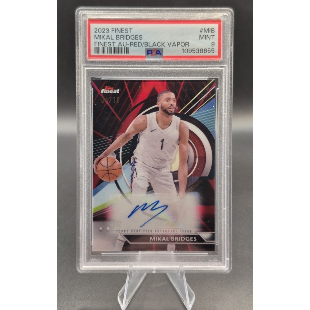 2024 Topps Finest Mikal Bridges #FA-MIB Finest Auto Red & Black Vapor /10 PSA 10